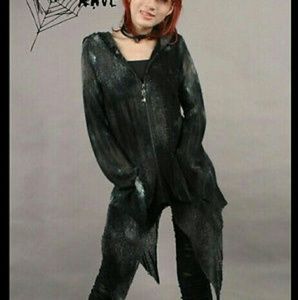 Punk Rave Green/Black Knit Hoodie Top